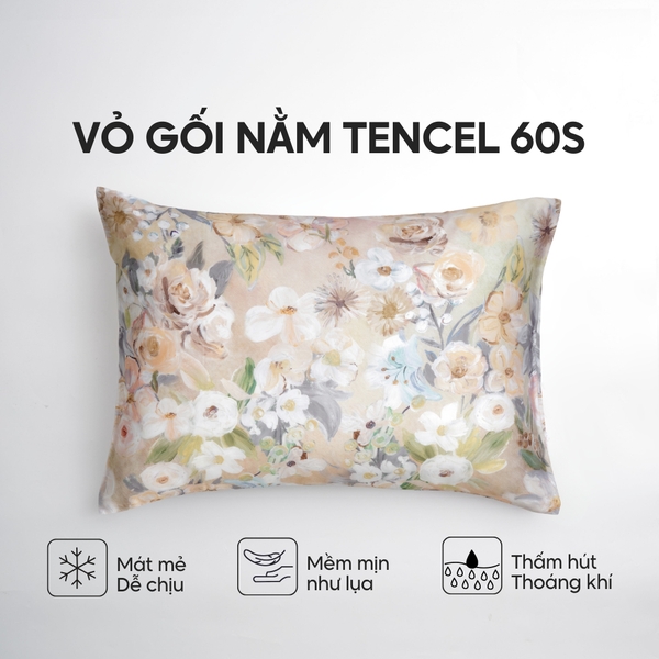 Vỏ gối nằm Lụa Tencel 60S họa tiết - Cát tường