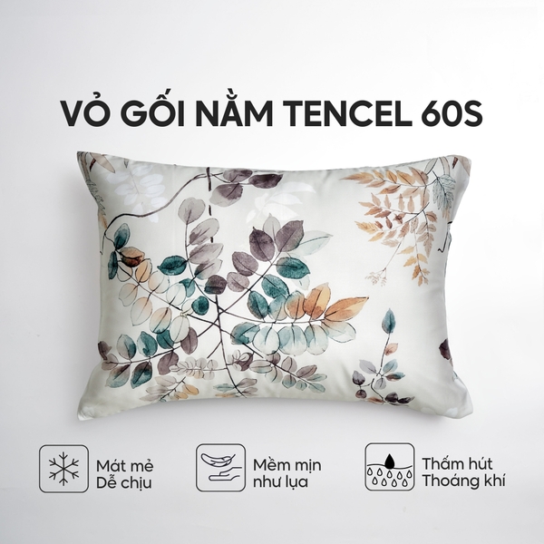 Vỏ gối nằm Lụa Tencel 60S họa tiết - Trúc diệp