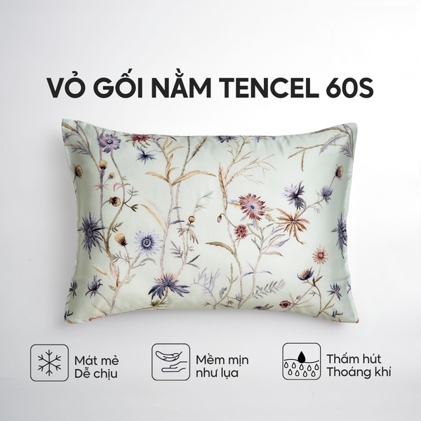 Vỏ gối nằm Lụa Tencel 60S họa tiết - Kim cúc