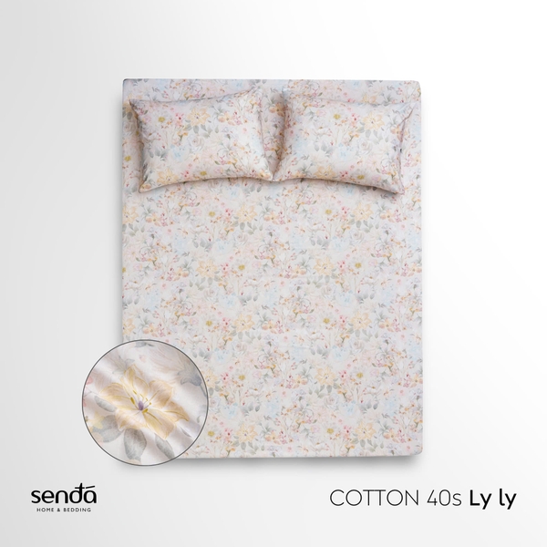 Bộ ga gối 3 món Cotton 40S họa tiết - Ly ly