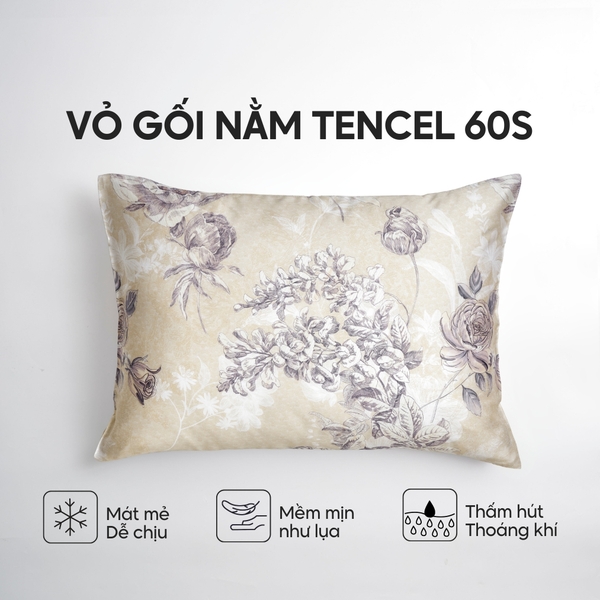 Vỏ gối nằm Lụa Tencel 60S họa tiết - Kim ngân