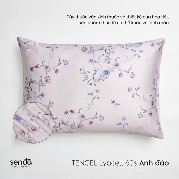 Vỏ gối nằm Lụa Tencel 60S họa tiết - Anh đào