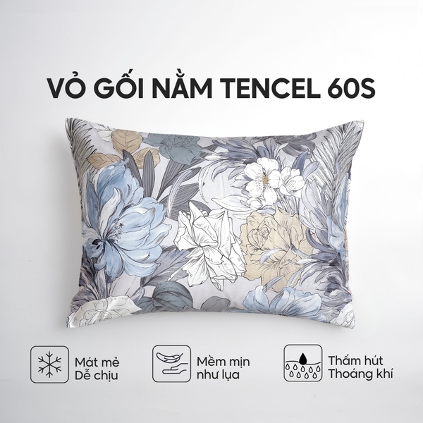 Vỏ gối nằm Lụa Tencel 60S họa tiết - Thanh tú