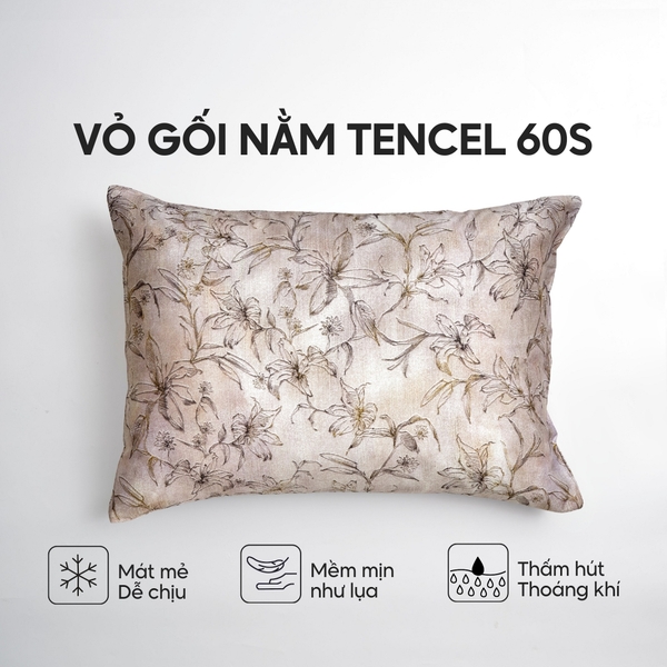 Vỏ gối nằm Lụa Tencel 60S họa tiết - Cẩm Ly