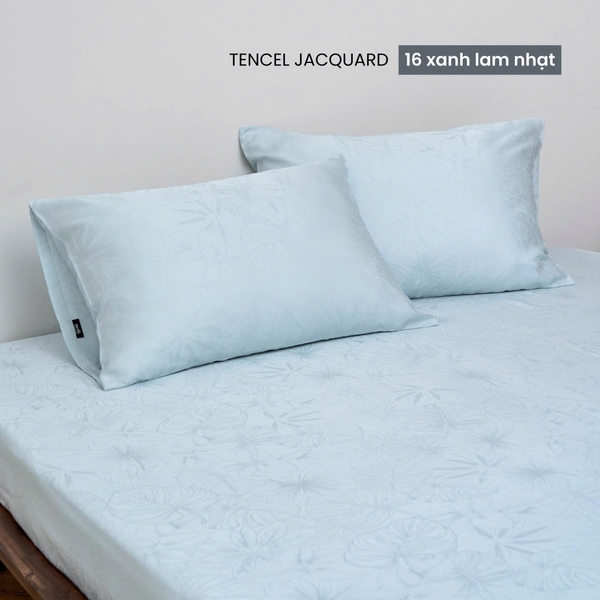 Bộ ga gối 3 món Lụa Tencel Jacquard vân gấm