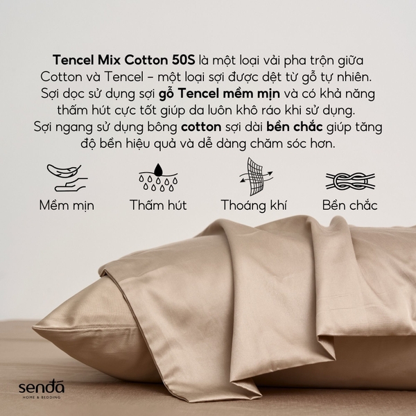 Vỏ gối nằm Tencel Cotton họa tiết trơn màu