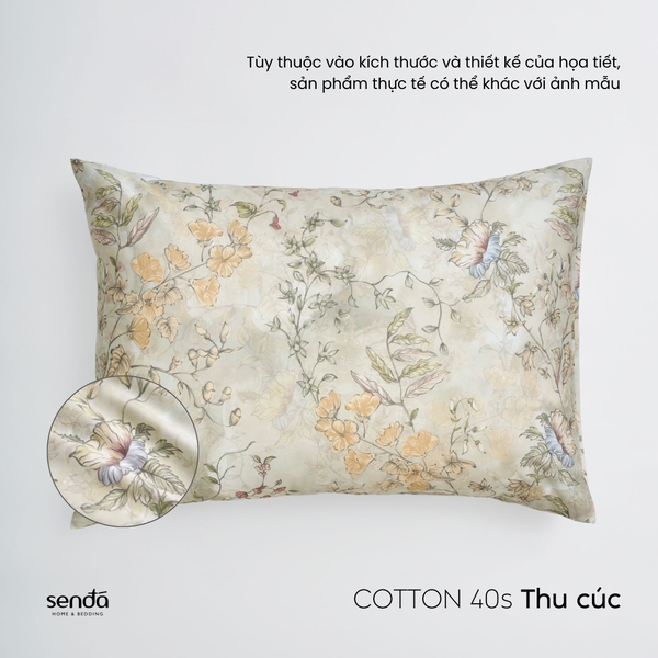 Vỏ gối nằm Cotton 40S họa tiết - Thu cúc