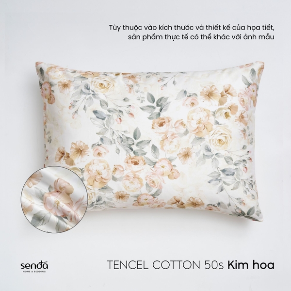 Vỏ gối nằm Tencel Cotton họa tiết - Kim hoa