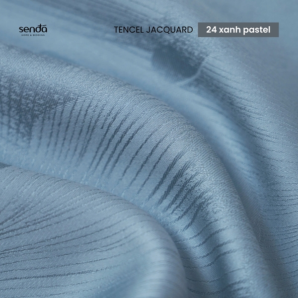 Bộ ga gối 3 món Lụa Tencel Jacquard vân gấm - 24 Xanh pastel