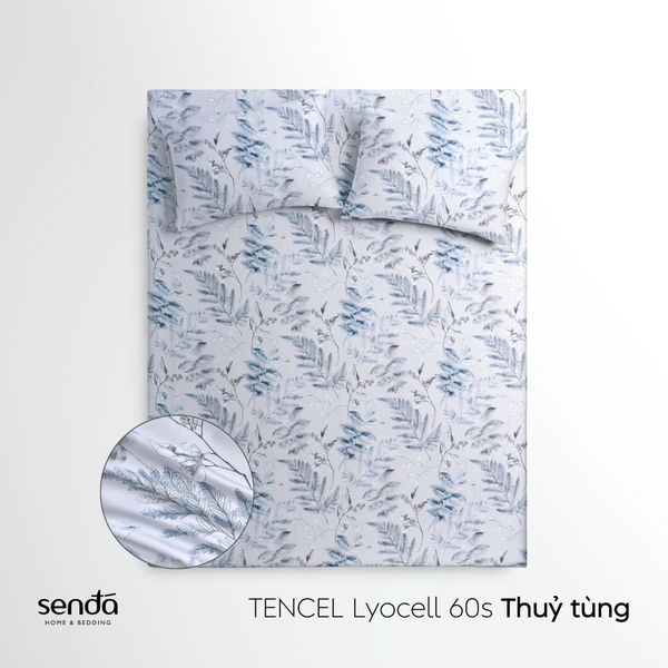 Bộ ga gối 3 món Lụa Tencel 60S họa tiết - Thủy tùng