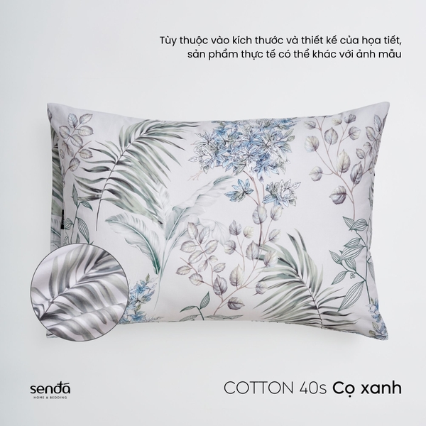 Vỏ gối nằm Cotton 40S họa tiết - Cọ xanh