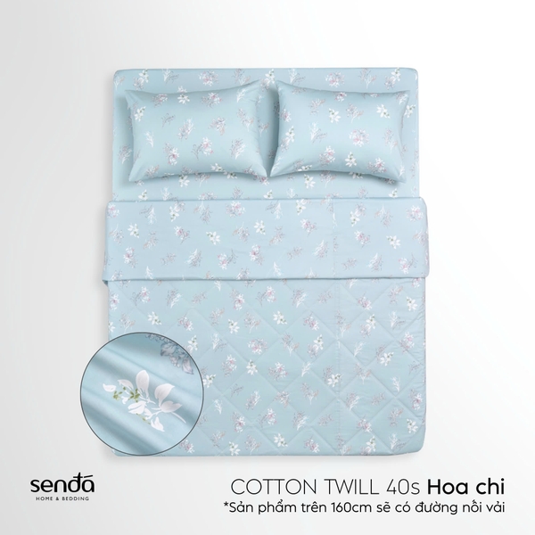 Bộ chăn ga gối 4 món Cotton Twill họa tiết - Hoa chi