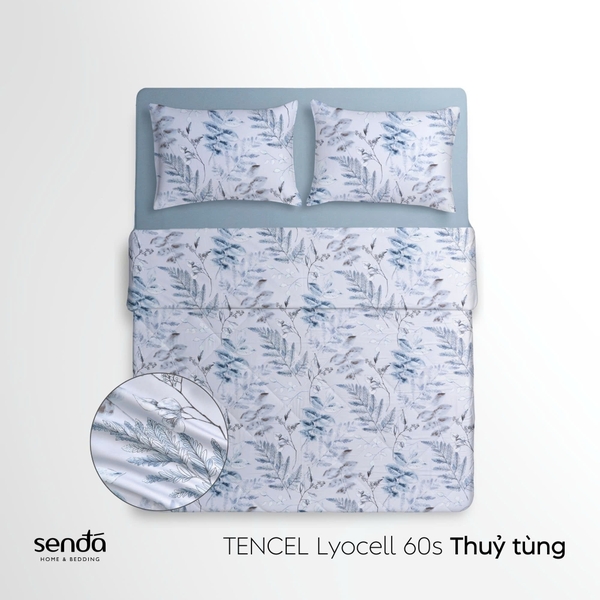 Vỏ chăn chần bông Lụa Tencel 60S họa tiết - Thủy tùng