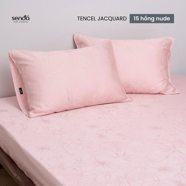 Bộ ga gối 3 món Lụa Tencel Jacquard vân gấm