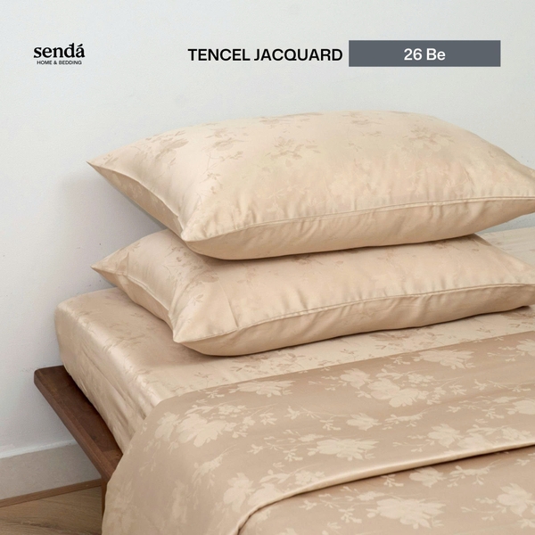 Bộ chăn ga gối 4 món Lụa Tencel Jacquard vân gấm - 26 Be