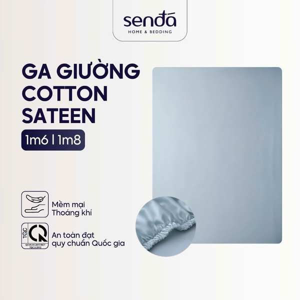 Ga giường Cotton Sateen 50S trơn màu