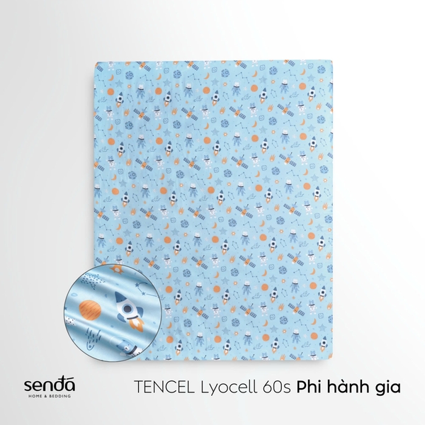 Bộ ga gối 3 món cho bé Lụa Tencel họa tiết - Phi hành gia