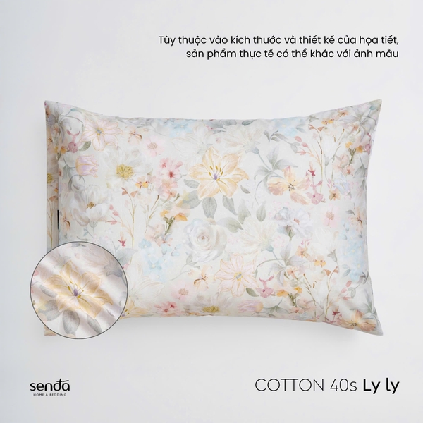 Vỏ gối nằm Cotton 40S họa tiết - Ly ly