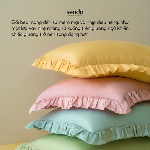 Vỏ gối Bèo Lụa Tencel 50x70 cm trơn màu