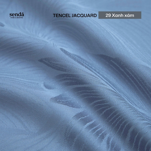 Bộ chăn ga gối 4 món Lụa Tencel Jacquard vân gấm - 29 Xanh xám