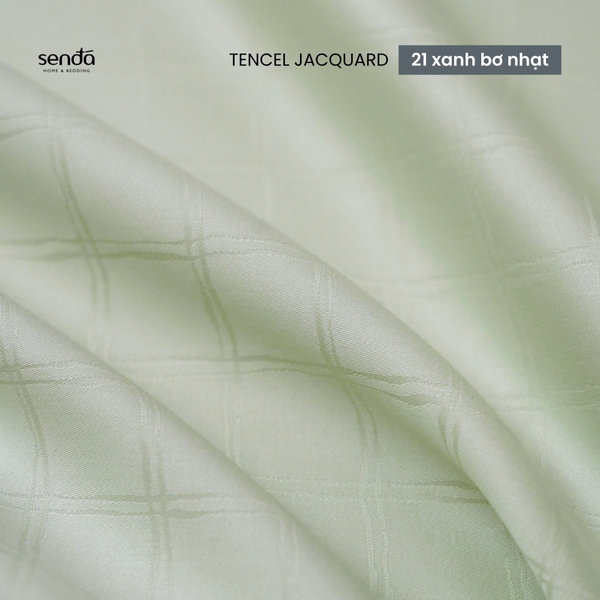 Bộ ga gối 3 món Lụa Tencel Jacquard vân gấm - 21 Xanh bơ
