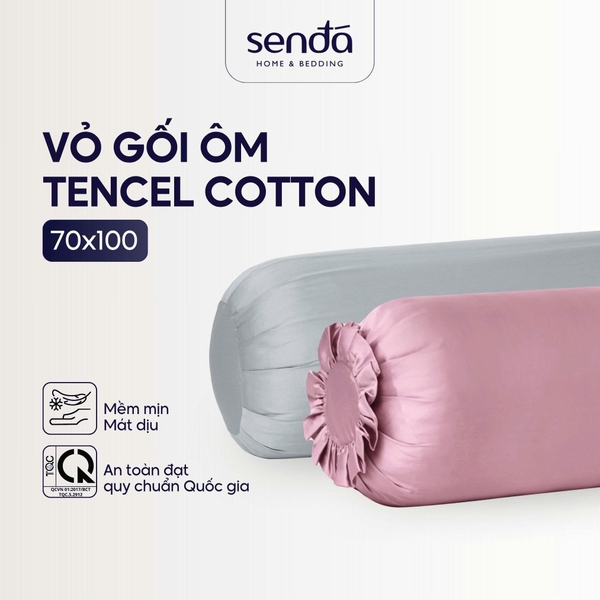 Vỏ gối ôm Tencel Cotton trơn màu