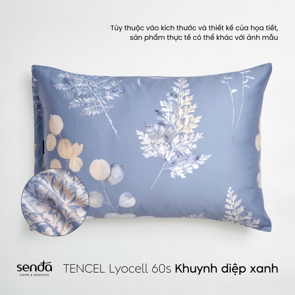Vỏ gối nằm Lụa Tencel 60S họa tiết - Khuynh diệp xanh