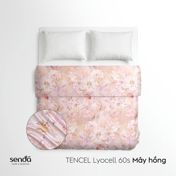 Vỏ chăn mỏng Lụa Tencel 60S họa tiết - Mây hồng