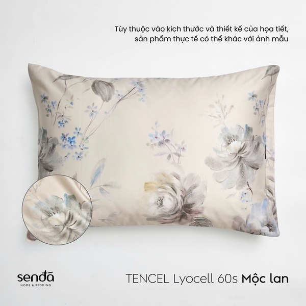 Vỏ gối nằm Lụa Tencel 60S họa tiết - Mộc lan