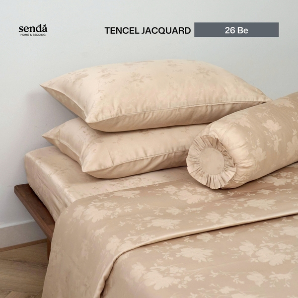Bộ chăn ga gối 5 món Lụa Tencel Jacquard vân gấm - 26 Be