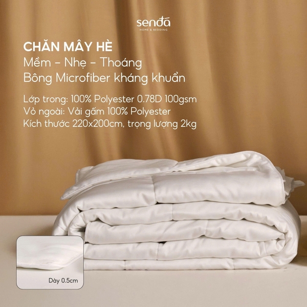 Ruột chăn Mây 220x200 bông Microfiber