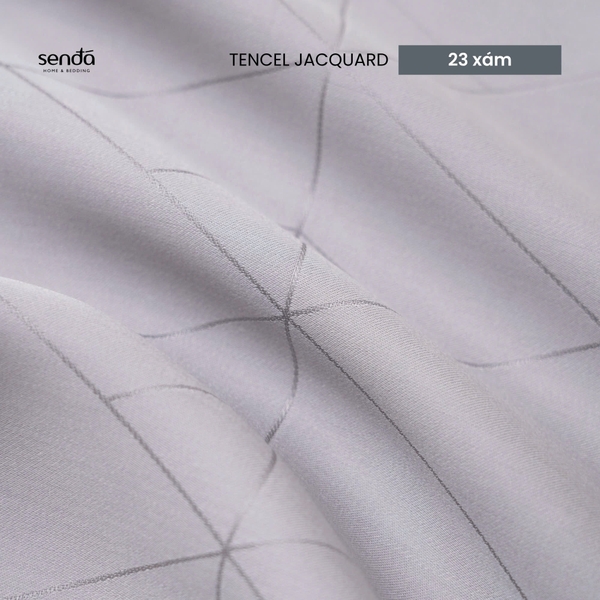 Bộ ga gối 3 món Lụa Tencel Jacquard vân gấm - 23 Xám