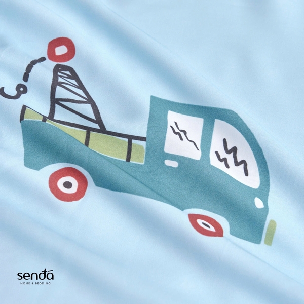 Vỏ gối nằm cho bé đi học Lụa Tencel họa tiết - Máy kéo