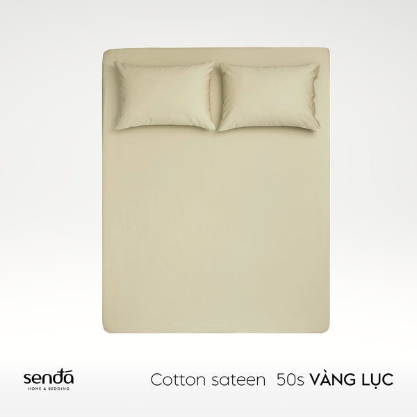 Bộ ga gối 3 món Cotton Sateen 50S trơn màu