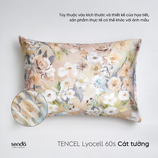 Vỏ gối nằm Lụa Tencel 60S họa tiết - Cát tường