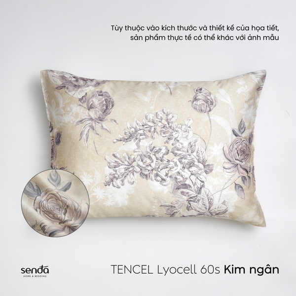 Vỏ gối nằm Lụa Tencel 60S họa tiết - Kim ngân