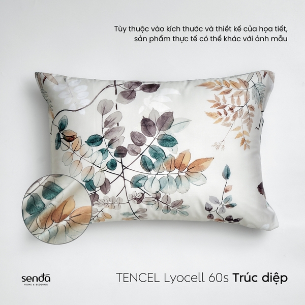 Vỏ gối nằm Lụa Tencel 60S họa tiết - Trúc diệp