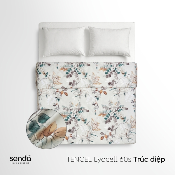 Vỏ chăn mỏng Lụa Tencel 60S họa tiết - Trúc diệp