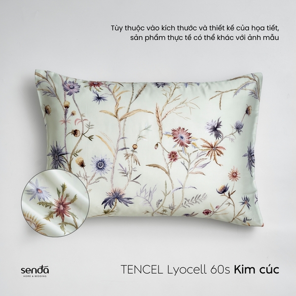 Vỏ gối nằm Lụa Tencel 60S họa tiết - Kim cúc