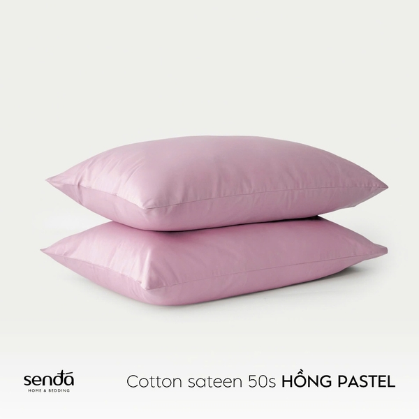 Vỏ gối Cotton Sateen 50S trơn màu