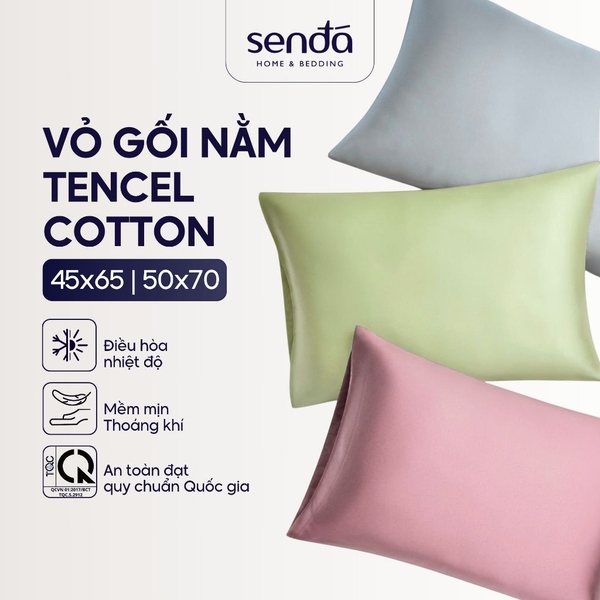 Vỏ gối nằm Tencel Cotton trơn màu
