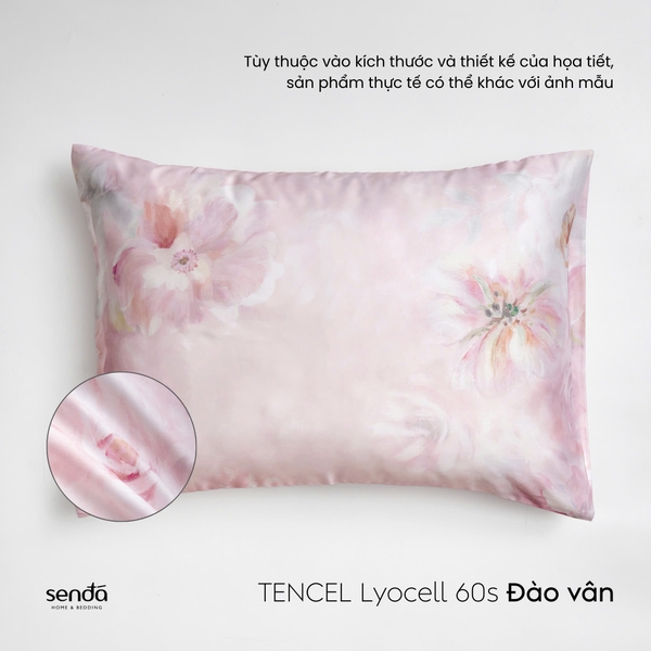 Vỏ gối nằm Lụa Tencel 60S họa tiết - Đào vân