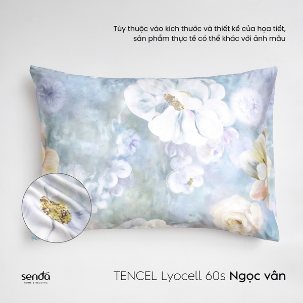 Vỏ gối nằm Lụa Tencel 60S họa tiết - Ngọc vân