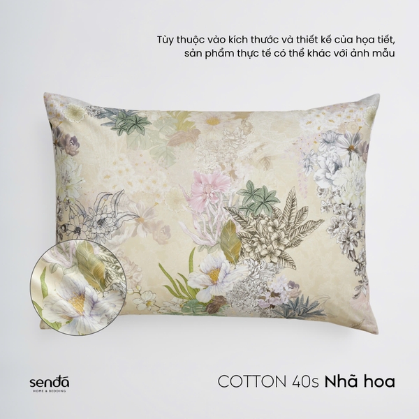 Vỏ gối nằm Cotton 40S họa tiết - Nhã hoa