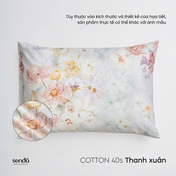 Vỏ gối nằm Cotton 40S họa tiết - Thanh xuân