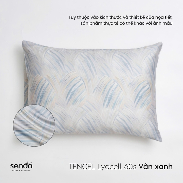 Vỏ gối nằm Lụa Tencel 60S họa tiết - Vân xanh