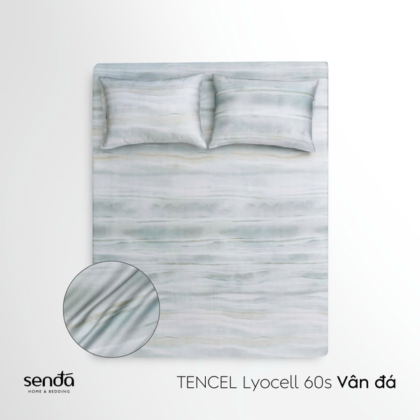 Bộ ga gối 3 món Lụa Tencel 60S họa tiết - Vân đá