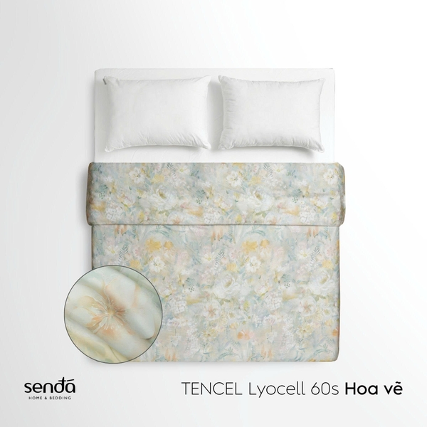 Vỏ chăn mỏng Lụa Tencel 60S họa tiết - Hoa vẽ