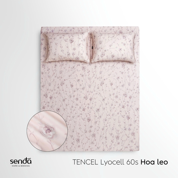 Bộ ga gối 3 món Lụa Tencel 60S họa tiết - Hoa leo