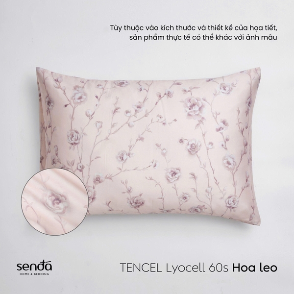 Vỏ gối nằm Lụa Tencel 60S họa tiết - Hoa leo